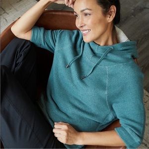 Pact Organic Cotton Teal Half Sleeve Sweatshirt Hoodie Women’s Size Small